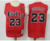 Men's Chicago Bulls #23 Michael Jordan 1997-98 Red English Version Champions Patch Hardwood Classics Soul Swingman Throwback Jersey