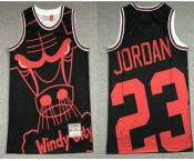 Men's Chicago Bulls #23 Michael Jordan Black Big Face Mitchell Ness Hardwood Classics Soul Swingman Throwback Jersey