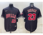 Men's Chicago Bulls #23 Michael Jordan Black Cool Base Stitched Baseball Jersey