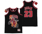 Men's Chicago Bulls #23 Michael Jordan Black Hardwood Classics Skull Edition Jersey