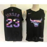 Men's Chicago Bulls #23 Michael Jordan Black Iridescent 2021 Nike Swingman Stitched Jersey