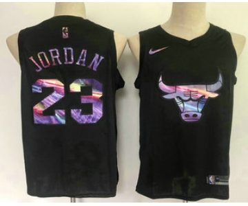 Men's Chicago Bulls #23 Michael Jordan Black Iridescent 2021 Nike Swingman Stitched Jersey