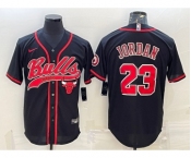 Men's Chicago Bulls #23 Michael Jordan Black With Patch Cool Base Stitched Baseball Jersey