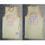 Men's Chicago Bulls #23 Michael Jordan Gold Hardwood Classics Soul Throwback Limited Jersey