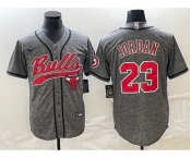 Men's Chicago Bulls #23 Michael Jordan Grey Gridiron Cool Base Stitched Baseball Jersey