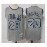 Men's Chicago Bulls #23 Michael Jordan Grey Throwback Stitched Basketball Jersey