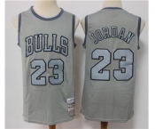 Men's Chicago Bulls #23 Michael Jordan Grey Throwback Stitched Basketball Jersey