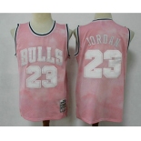 Men's Chicago Bulls #23 Michael Jordan Pink Hardwood Classics Soul Swingman Throwback Jersey