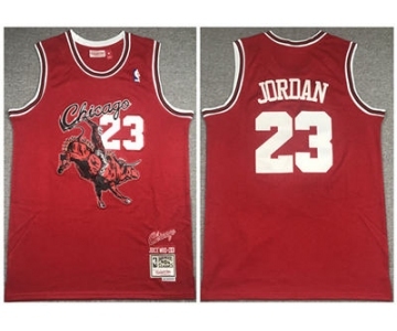 Men's Chicago Bulls #23 Michael Jordan Red Mitchell & Ness Juice Wrld Stitched Basketball Jersey