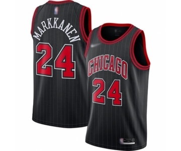 Men's Chicago Bulls #24 Lauri Markkanen Authentic Black Finished Basketball Jersey - Statement Edition