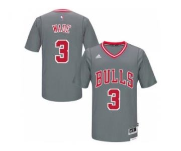 Men's Chicago Bulls #3 Dwyane Wade adidas Gray Pride Swingman Sleeved Jersey