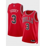 Men's Chicago Bulls #3 Josh Giddey Red Icon Edition Stitched Basketball Jersey