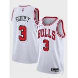 Men's Chicago Bulls #3 Josh Giddey White Association Edition Stitched Basketball Jersey