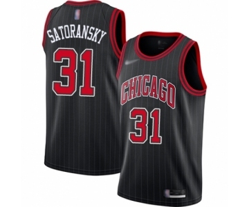 Men's Chicago Bulls #31 Tomas Satoransky Authentic Black Finished Basketball Jersey - Statement Edition