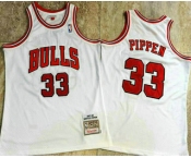 Men's Chicago Bulls #33 Scottie Pippen 1997-98 White Hardwood Classics Soul AU Throwback Jersey