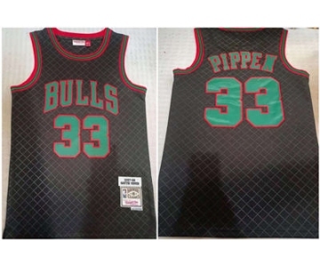 Men's Chicago Bulls #33 Scottie Pippen Black 1997-98 Finals Throwback Stitched Basketball Jersey