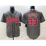 Men's Chicago Bulls #33 Scottie Pippen Grey Gridiron Cool Base Stitched Baseball Jersey