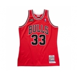 Men's Chicago Bulls #33 Scottie Pippen Red 1997-98 Finals Throwback Stitched Basketball Jersey