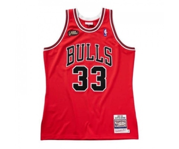 Men's Chicago Bulls #33 Scottie Pippen Red 1997-98 Finals Throwback Stitched Basketball Jersey