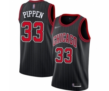 Men's Chicago Bulls #33 Scottie Pippen Swingman Black Finished Basketball Jersey - Statement Edition