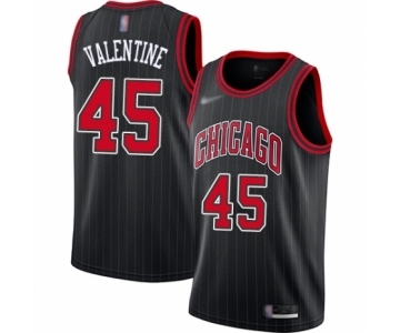 Men's Chicago Bulls #45 Denzel Valentine Authentic Black Finished Basketball Jersey - Statement Edition