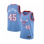 Men's Chicago Bulls #45 Denzel Valentine Authentic Blue Basketball Jersey - 2019-20 City Edition