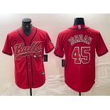 Men's Chicago Bulls #45 Michael Jordan Red Cool Base Stitched Baseball Jersey