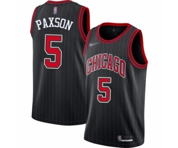 Men's Chicago Bulls #5 John Paxson Authentic Black Finished Basketball Jersey - Statement Edition