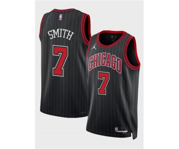 Men's Chicago Bulls #7 Jalen Smith Black 2024 Draft Statement Edition Stitched Basketball Jersey