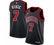 Men's Chicago Bulls #7 Toni Kukoc Authentic Black Finished Basketball Jersey - Statement Edition