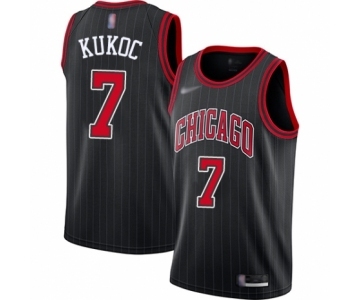 Men's Chicago Bulls #7 Toni Kukoc Authentic Black Finished Basketball Jersey - Statement Edition