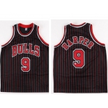 Men's Chicago Bulls #9 Ron Harper Black Pinstriped Jersey