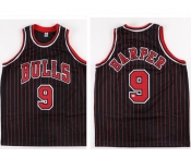 Men's Chicago Bulls #9 Ron Harper Black Pinstriped Jersey