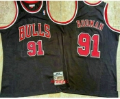 Men's Chicago Bulls #91 Dennis Rodman 1997-98 Black Hardwood Classics Soul AU Throwback Jersey