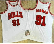 Men's Chicago Bulls #91 Dennis Rodman 1997-98 White Hardwood Classics Soul AU Throwback Jersey