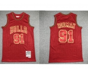 Men's Chicago Bulls #91 Dennis Rodman Red 1997-98 Hardwood Classics Soul Swingman Throwback Jersey