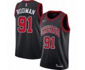 Men's Chicago Bulls #91 Dennis Rodman Swingman Black Finished Basketball Jersey - Statement Edition