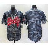 Men's Chicago Bulls Blank Black Camo With Patch Cool Base Stitched Baseball Jersey