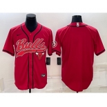 Men's Chicago Bulls Blank Red With Patch Cool Base Stitched Baseball Jersey