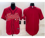 Men's Chicago Bulls Blank Red With Patch Cool Base Stitched Baseball Jersey