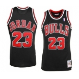 Men's Mitchell and Ness Chicago Bulls #23 Michael Jordan Authentic Black Throwback NBA Jersey