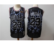 Men's Mitchell and Ness Chicago Bulls #23 Michael Jordan  Black Lightning  Throwback Basketball Jersey