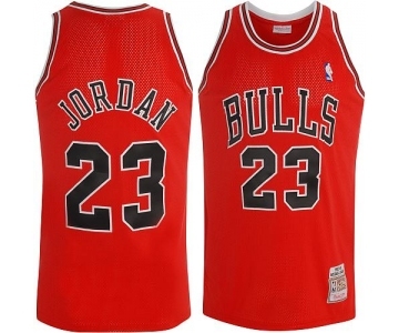 Men's Mitchell and Ness Chicago Bulls #23 Michael Jordan Swingman Red Throwback NBA Jersey