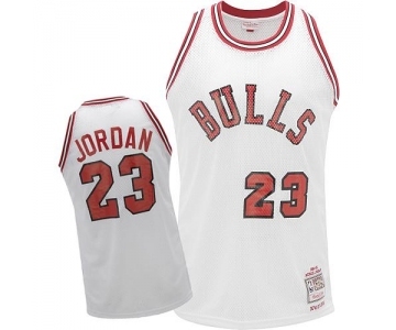 Men's Mitchell and Ness Chicago Bulls #23 Michael Jordan Swingman White Throwback NBA Jersey