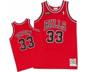 Men's Mitchell and Ness Chicago Bulls #33 Scottie Pippen Swingman Red Throwback NBA Jersey