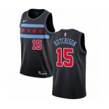 Men's Nike Chicago Bulls #15 Chandler Hutchison Authentic Black NBA Jersey - City Edition