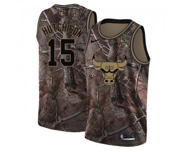 Men's Nike Chicago Bulls #15 Chandler Hutchison Swingman Camo Realtree Collection NBA Jersey