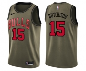 Men's Nike Chicago Bulls #15 Chandler Hutchison Swingman Green Salute to Service NBA Jersey