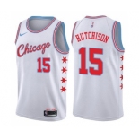 Men's Nike Chicago Bulls #15 Chandler Hutchison Swingman White NBA Jersey - City Edition