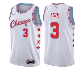 Men's Nike Chicago Bulls #3 Omer Asik Authentic White NBA Jersey - City Edition